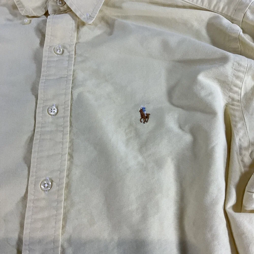 Polo Ralph Lauren Oxford Classic Fit Shirt Mens 17 36/37 Yellow Pony Button Down